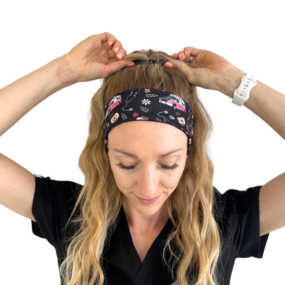 EMS Floral - Black Athletic Headband