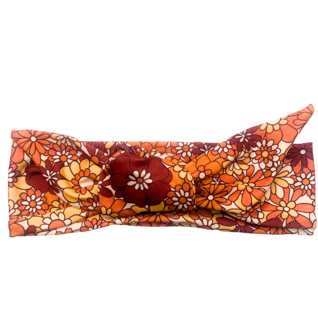 Vintage Floral Adjustable Tie Headband