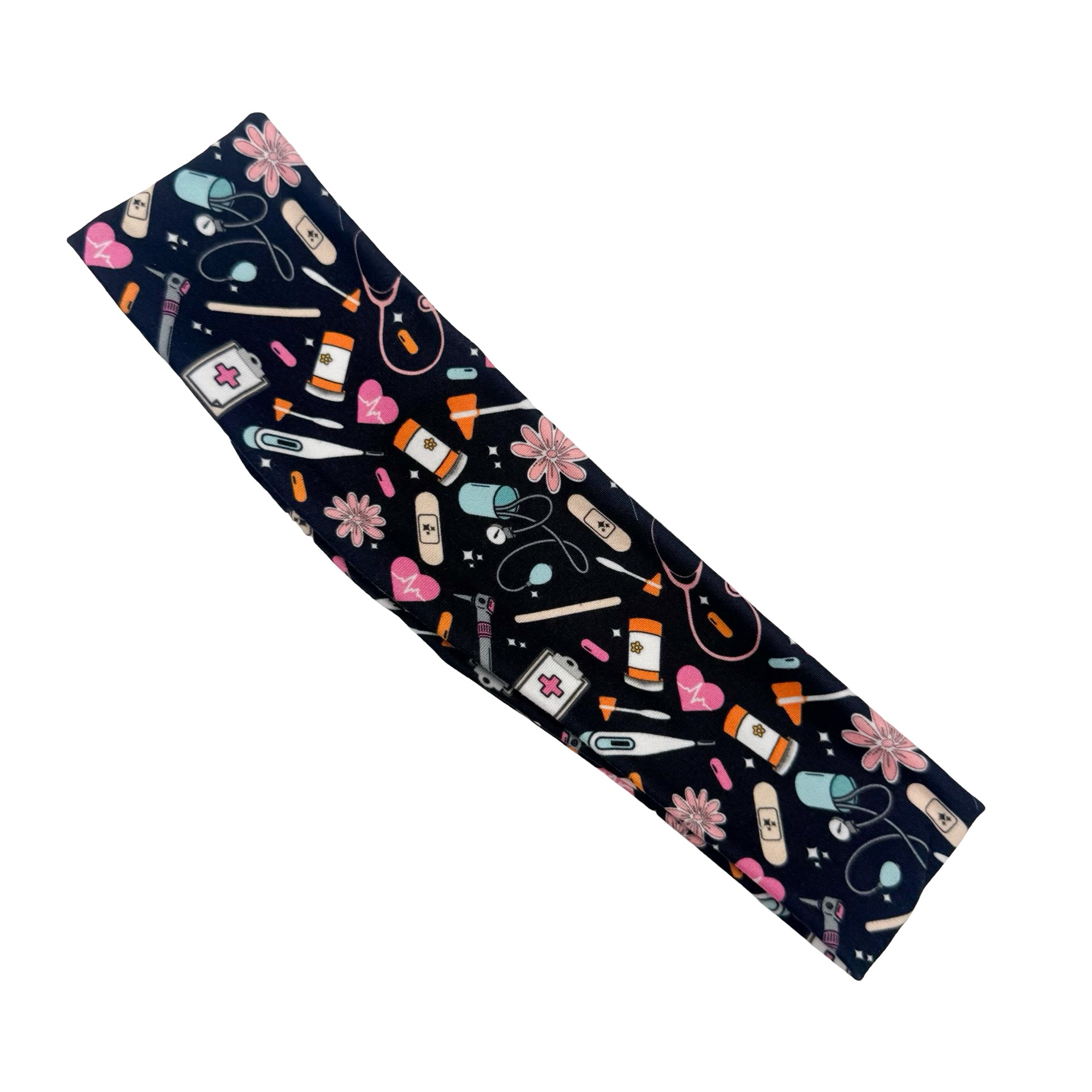 Floral Nursing Essentials - Black Athletic Headband
