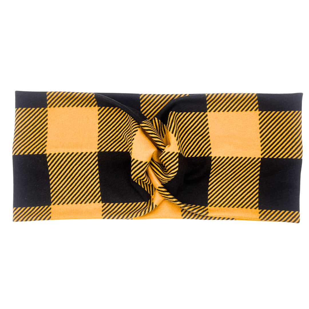 Yellow & Black Plaid Headband