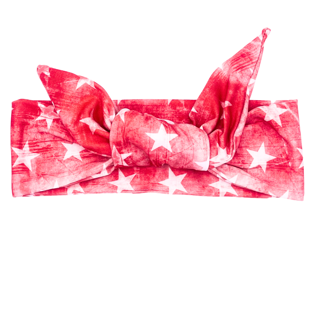 Red Stars Adjustable Tie Headband