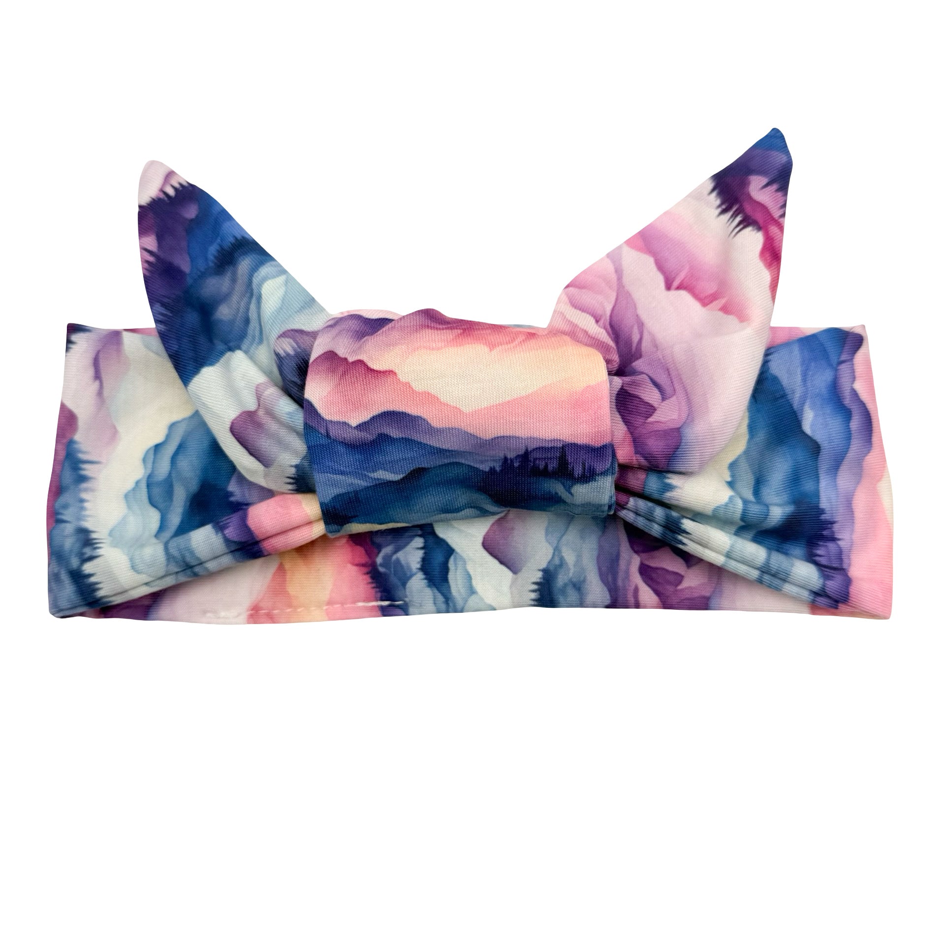 Watercolor Mountains Adjustable Tie Headband