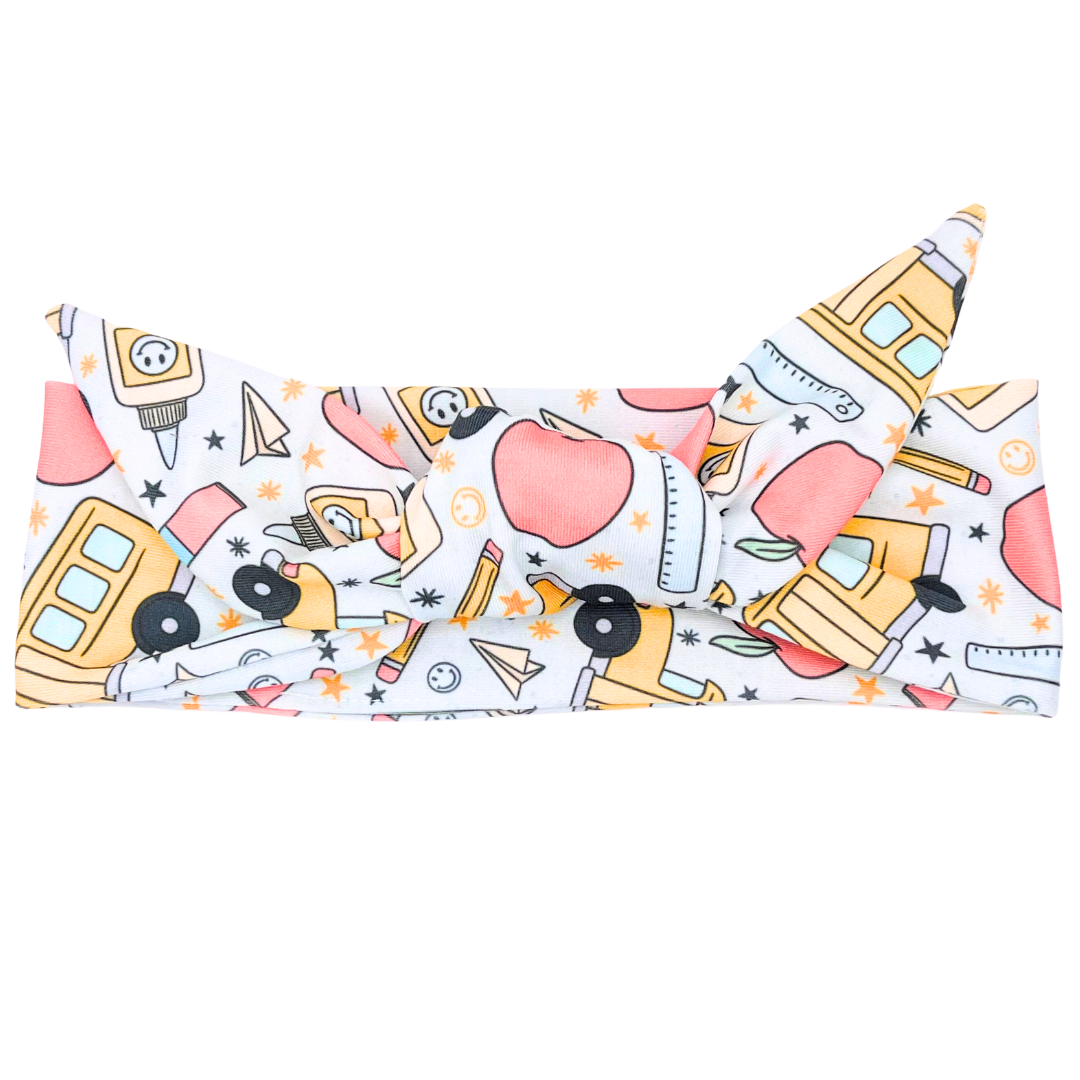 Back To School Adjustable Tie Headband