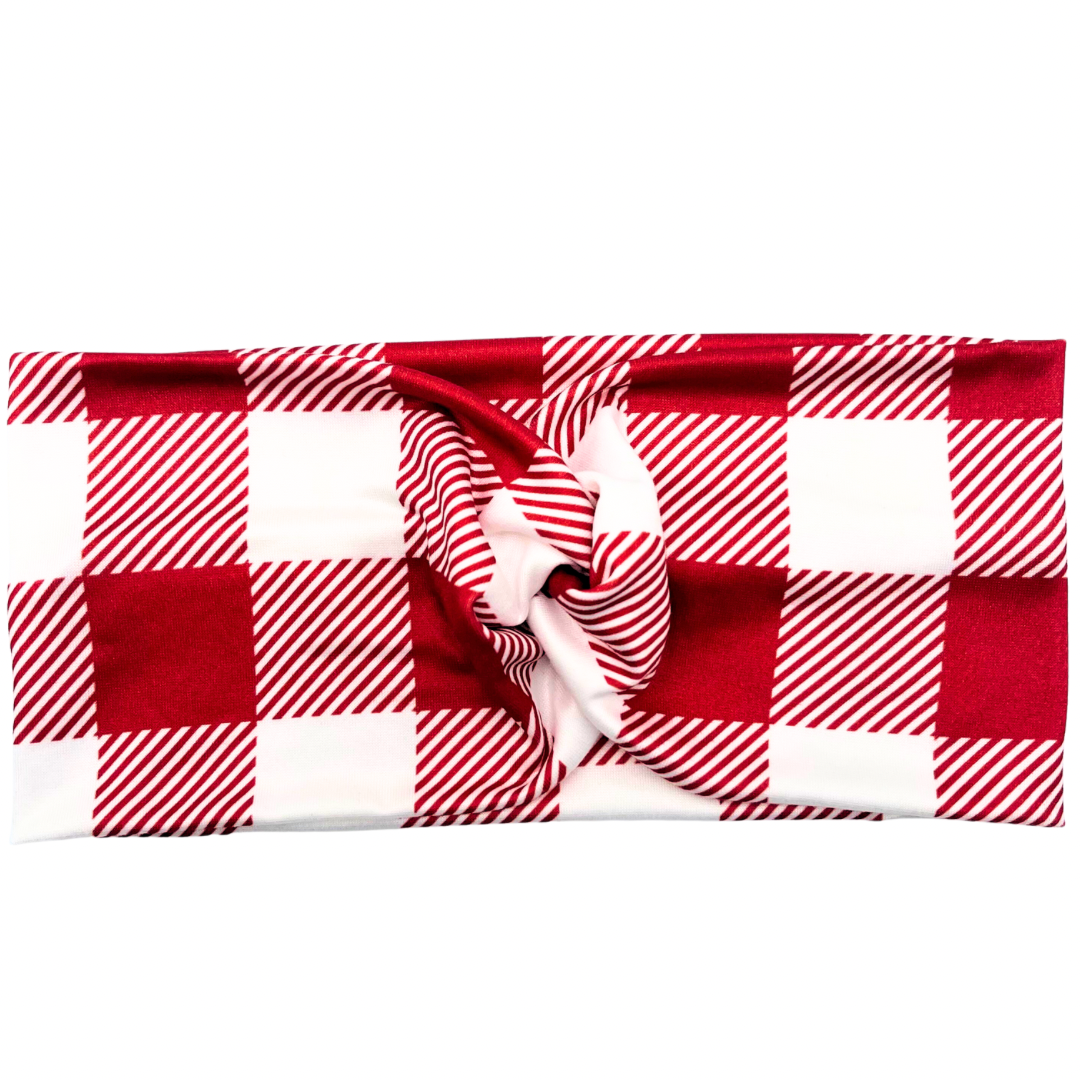 Red & White Plaid Headband