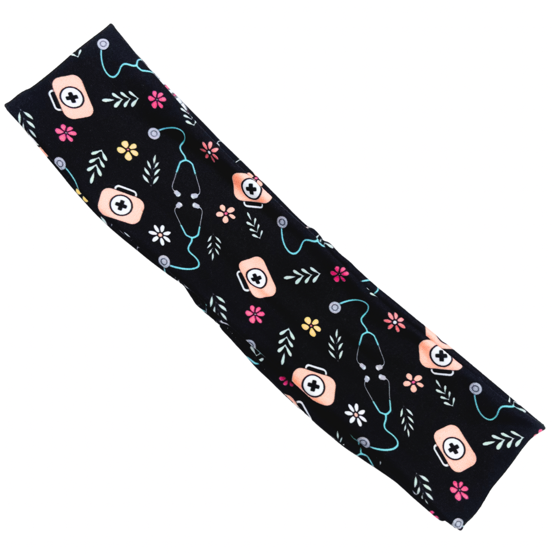 EMS Floral - Black Athletic Headband