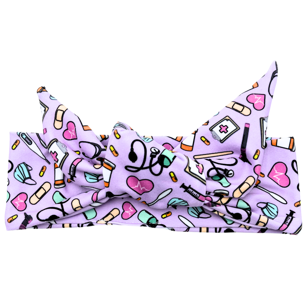 Nursing Essentials - Lilac Adjustable Tie Headband