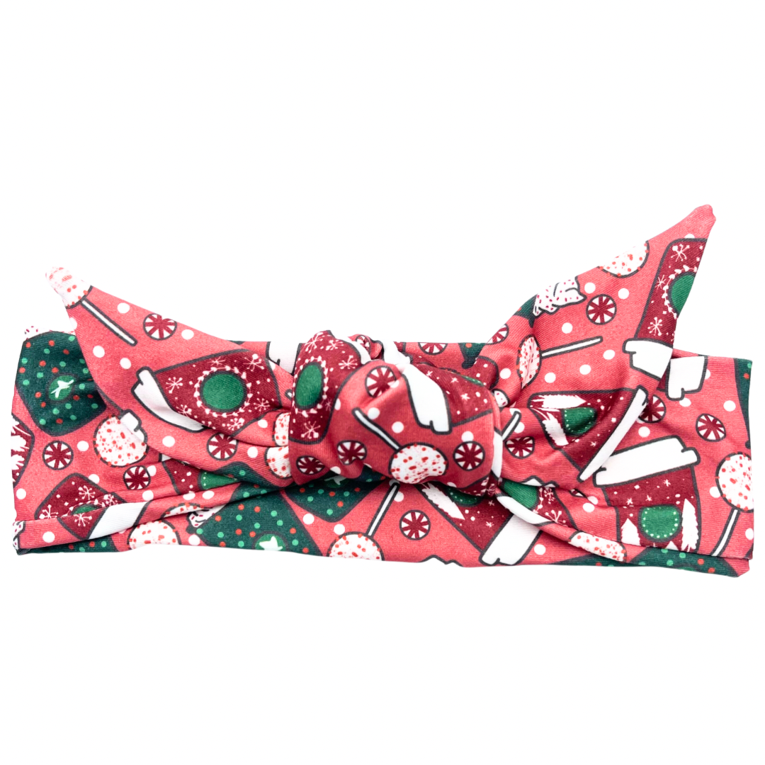 Peppermint Mocha & Cake Pops Adjustable Tie Headband