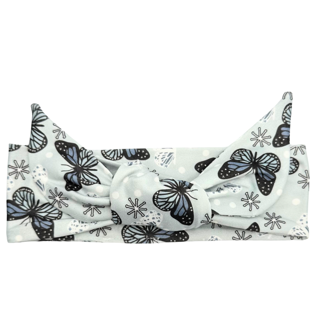 Winter Butterflies Adjustable Tie Headband