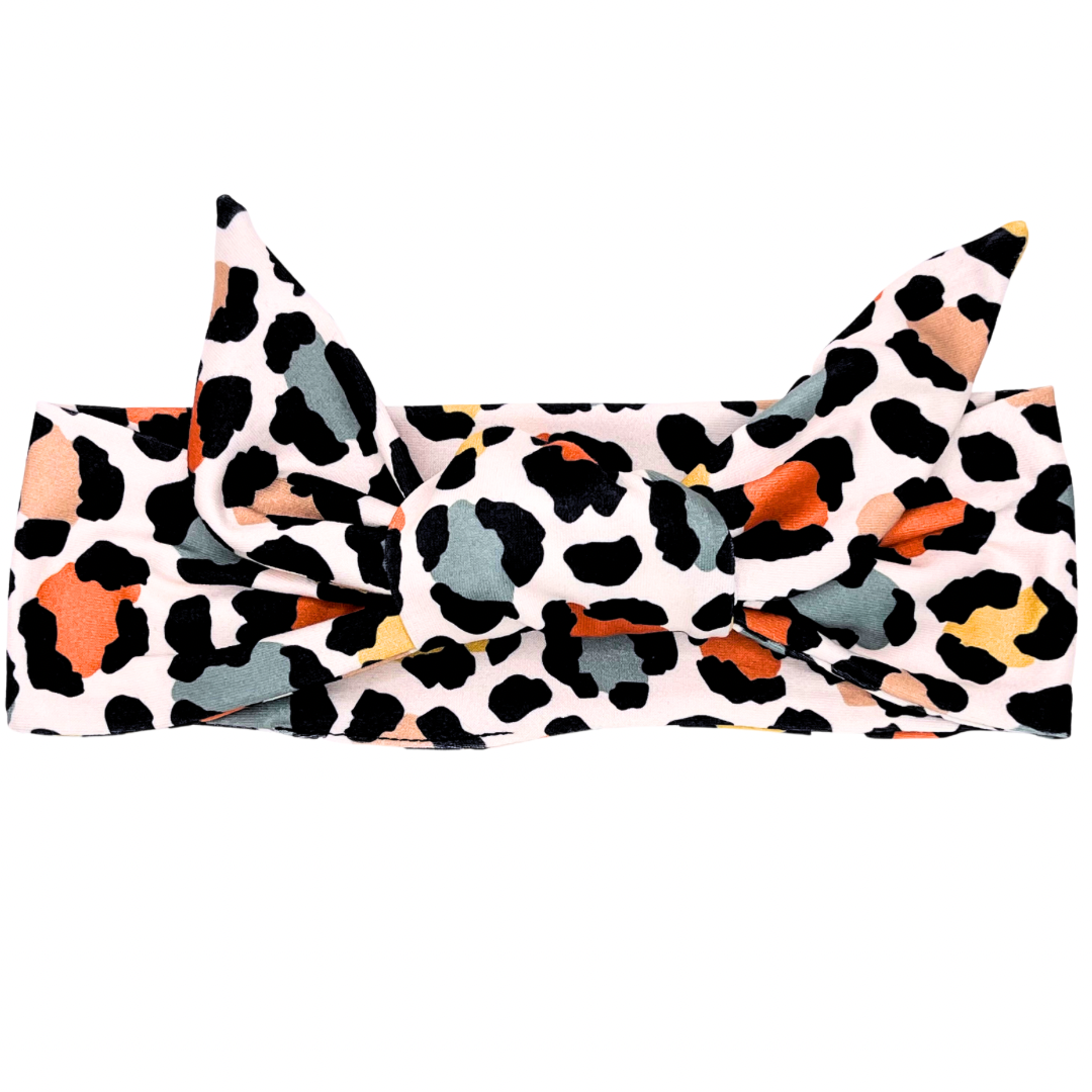 Fall Cheetah Print Adjustable Tie Headband