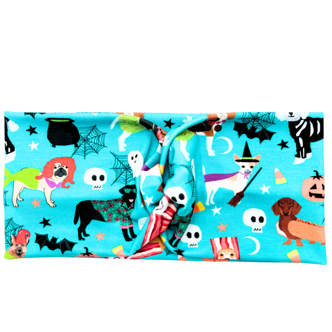 Halloween Dogs - Teal Headband