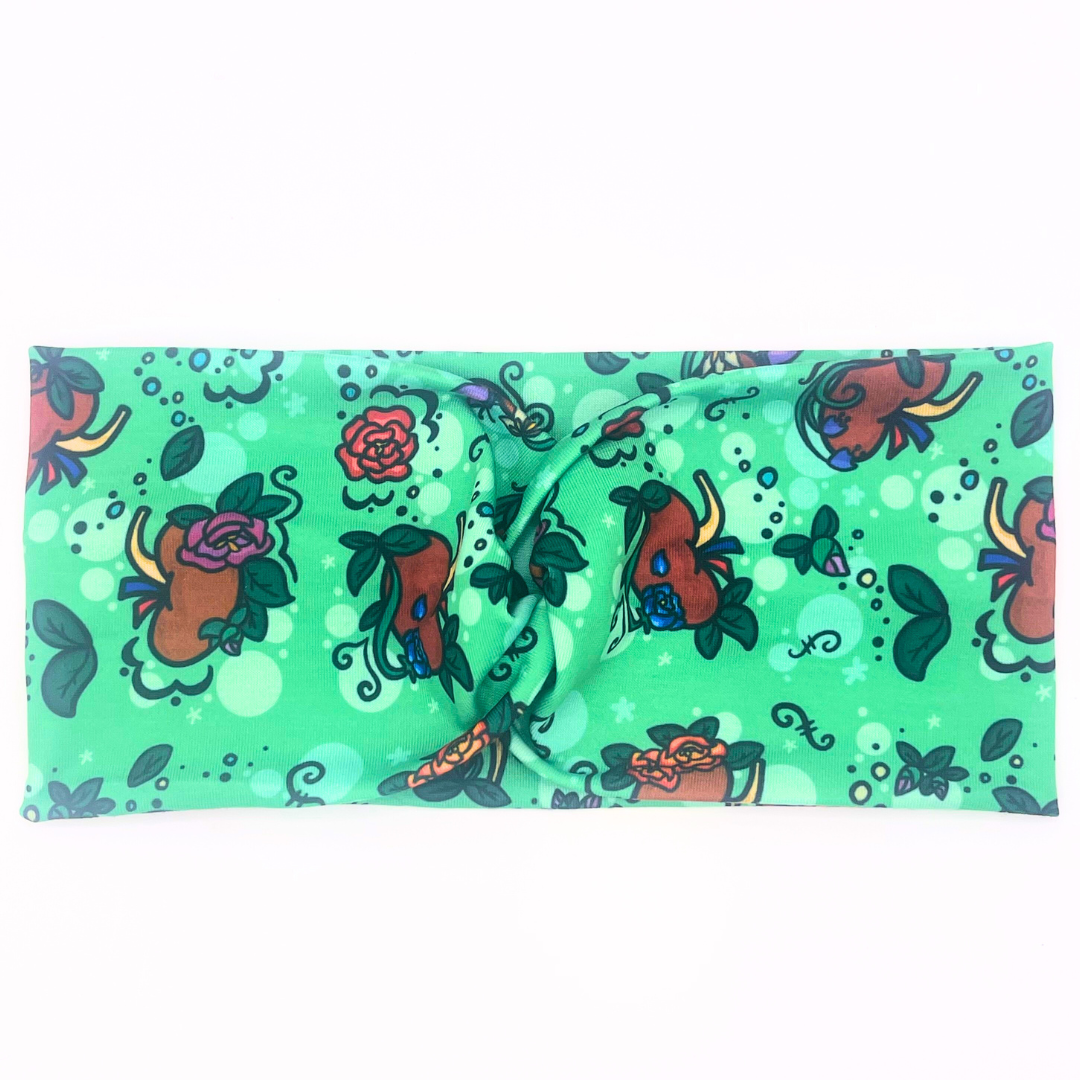 Floral Kidney - Green Headband