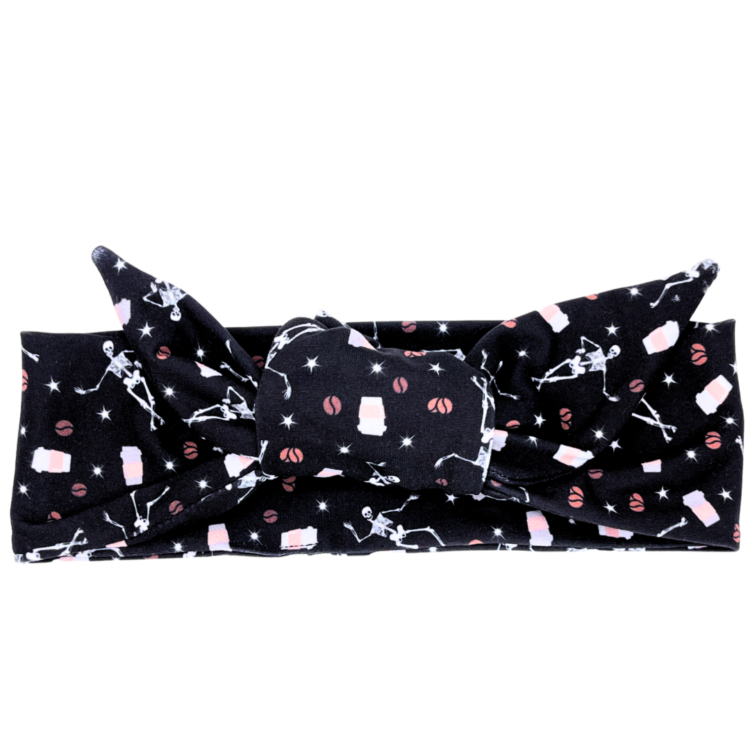 Dancing Skeletons & Coffee Adjustable Tie Headband