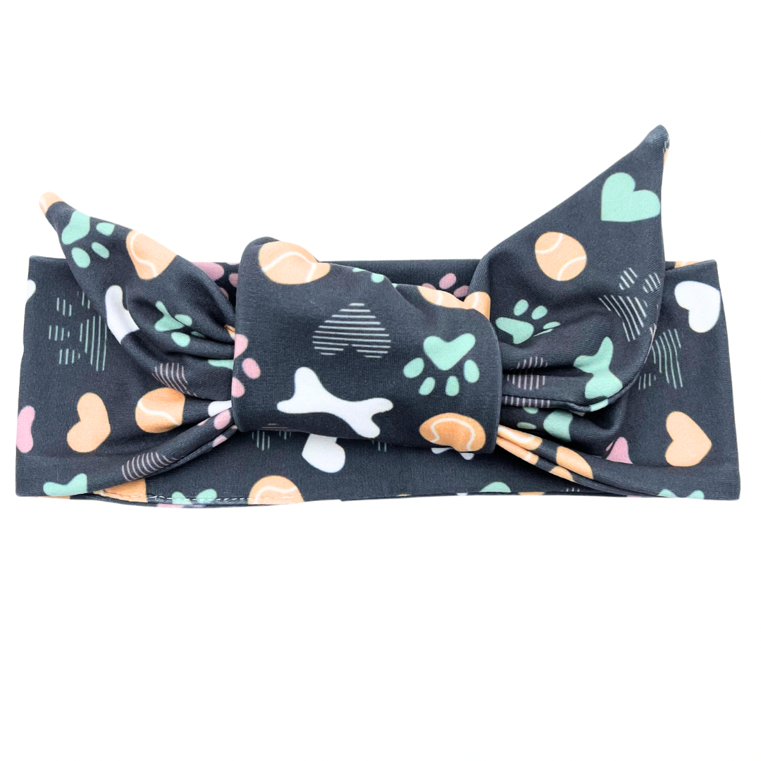 Pet Paws & Toys - Gray Adjustable Tie Headband