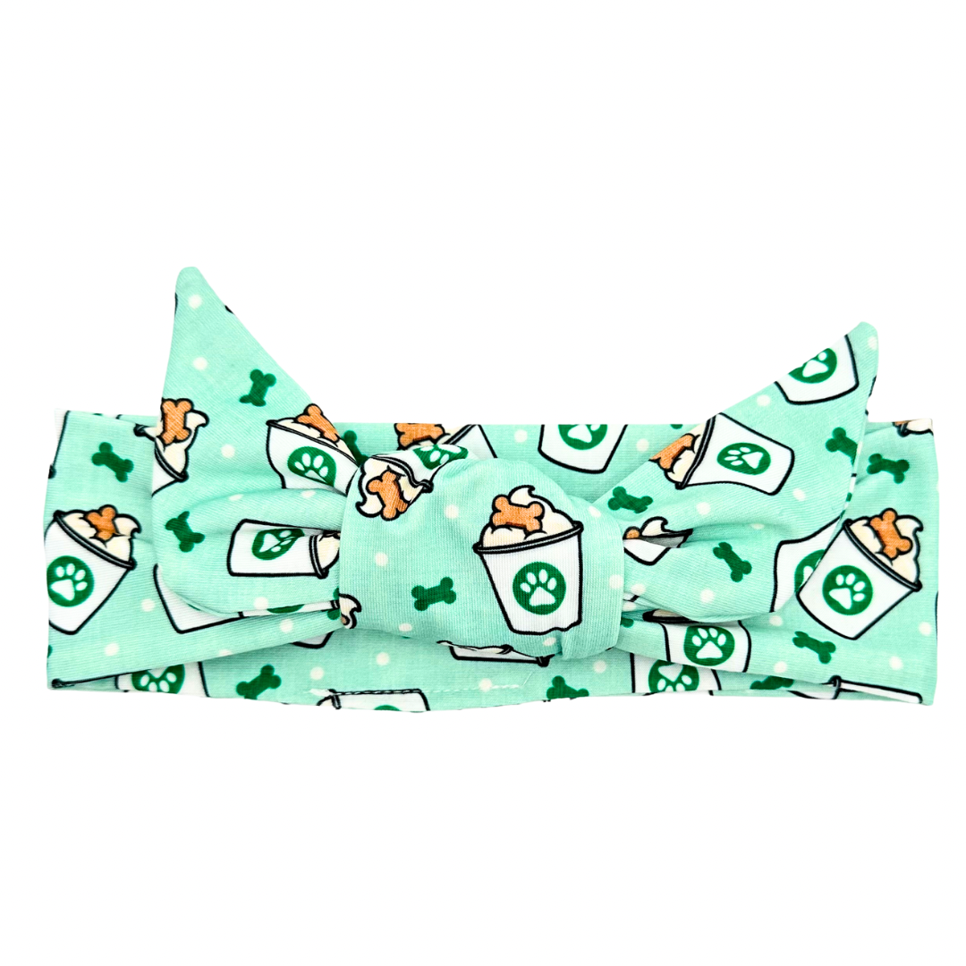 Pup Cup - Green Adjustable Tie Headband