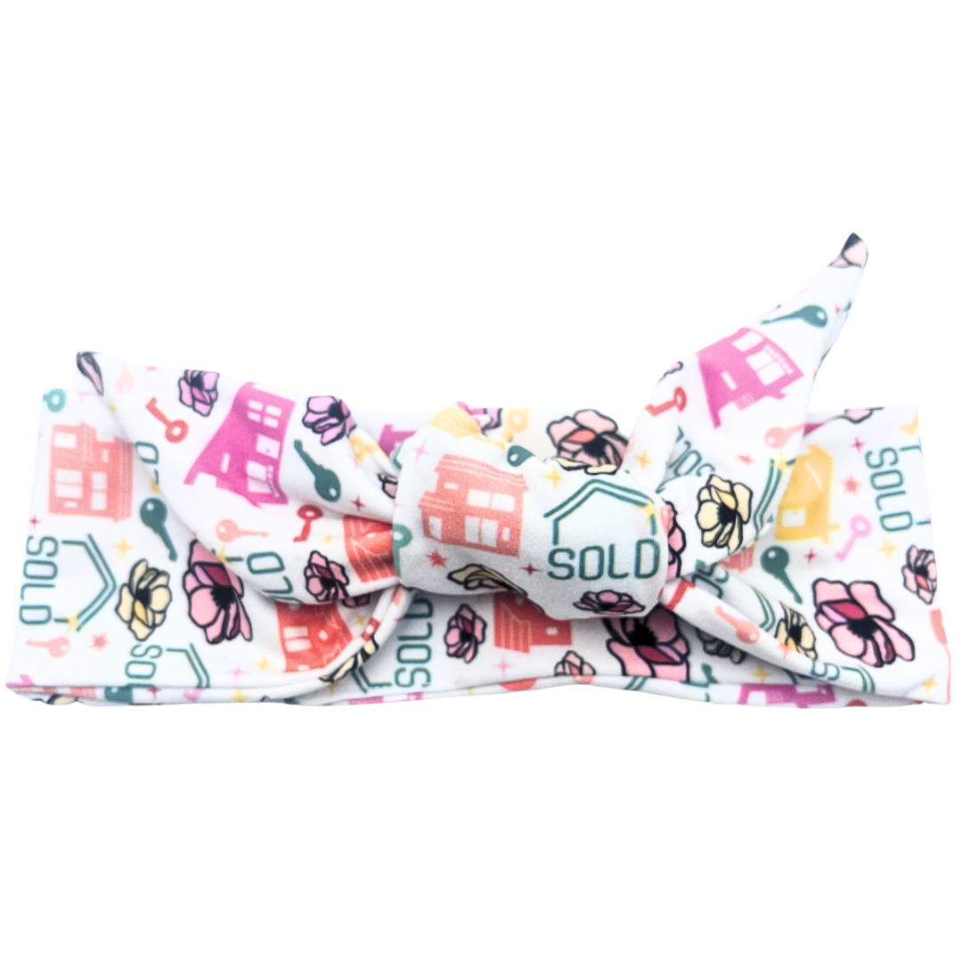 Realtor Floral Adjustable Tie Headband
