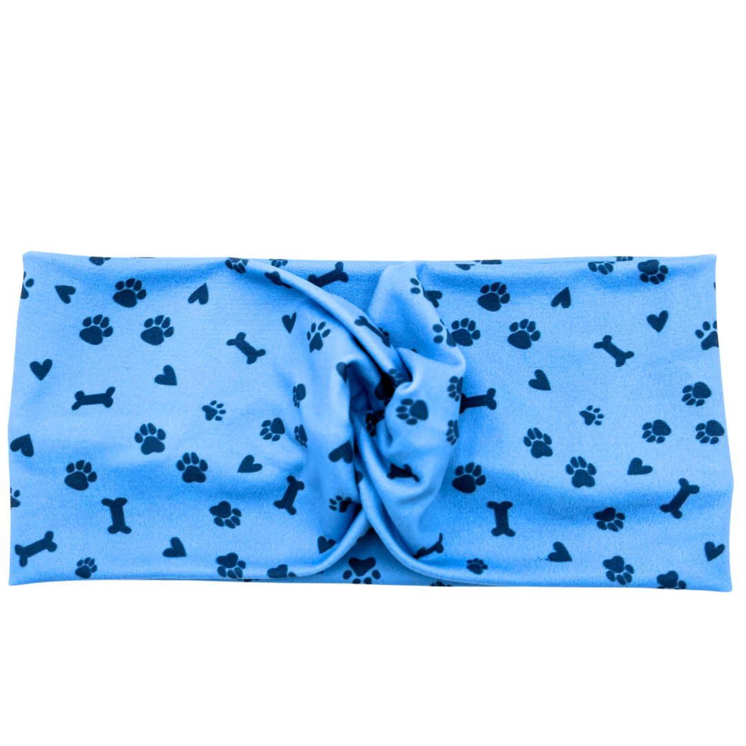Pet Paws, Bones, & Hearts - Blue Headband