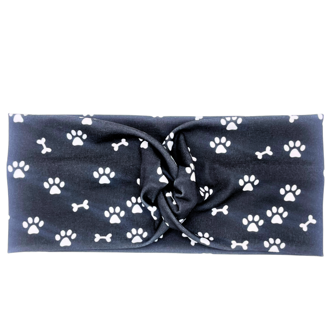 Pet Paws & Bones - Black Headband