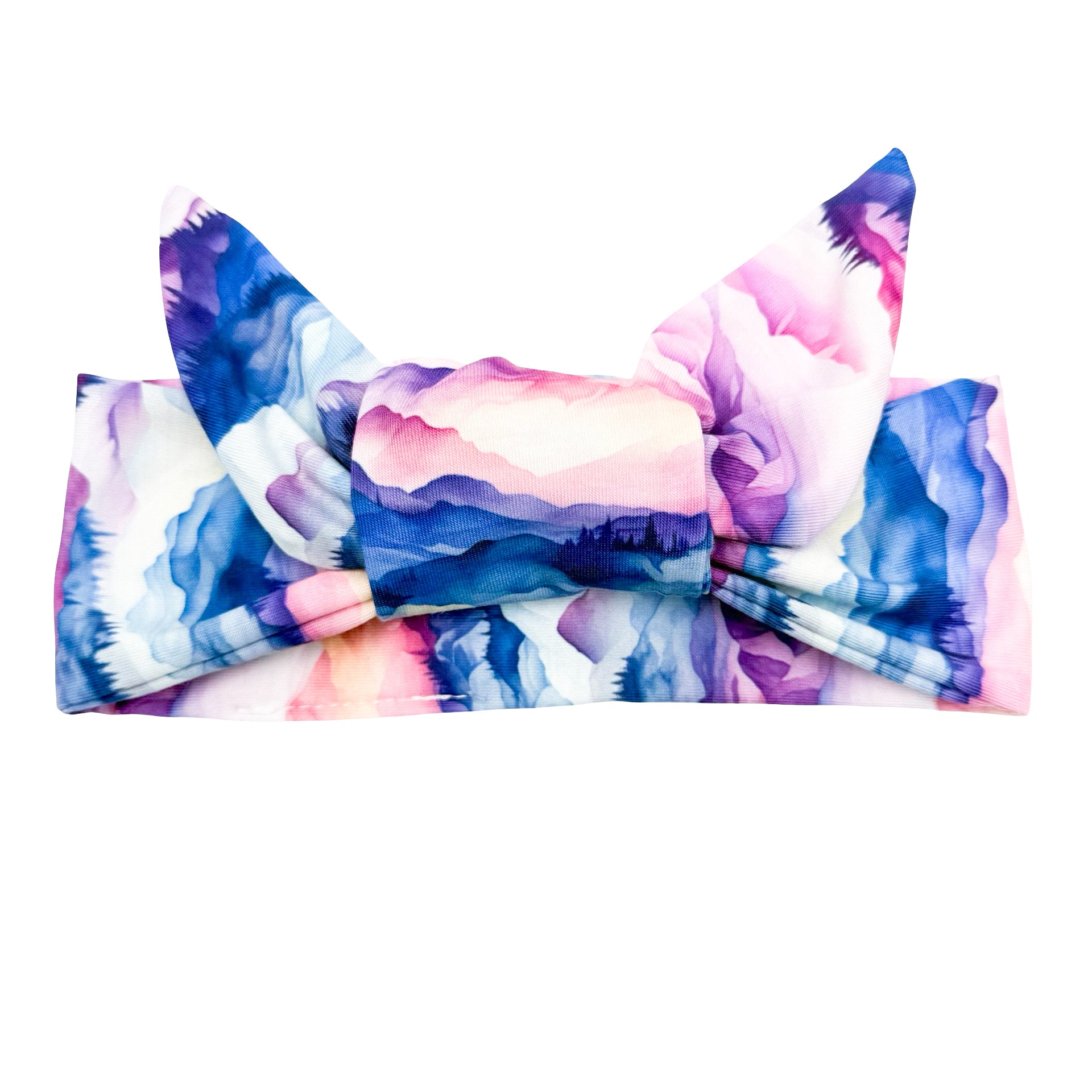 Watercolor Mountains Adjustable Tie Headband