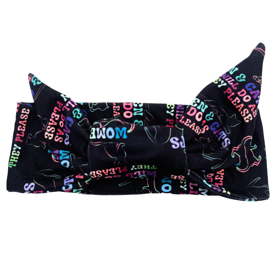 Women & Cats Will Do As They Please - Adjustable Tie Headband