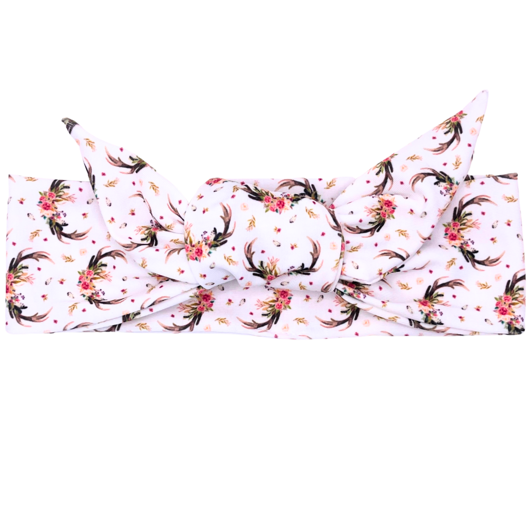 Floral Antlers Adjustable Tie Headband