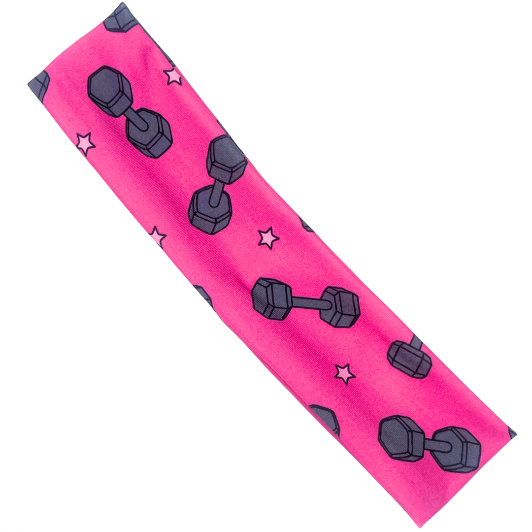 Dumbbells - Hot Pink Athletic Headband