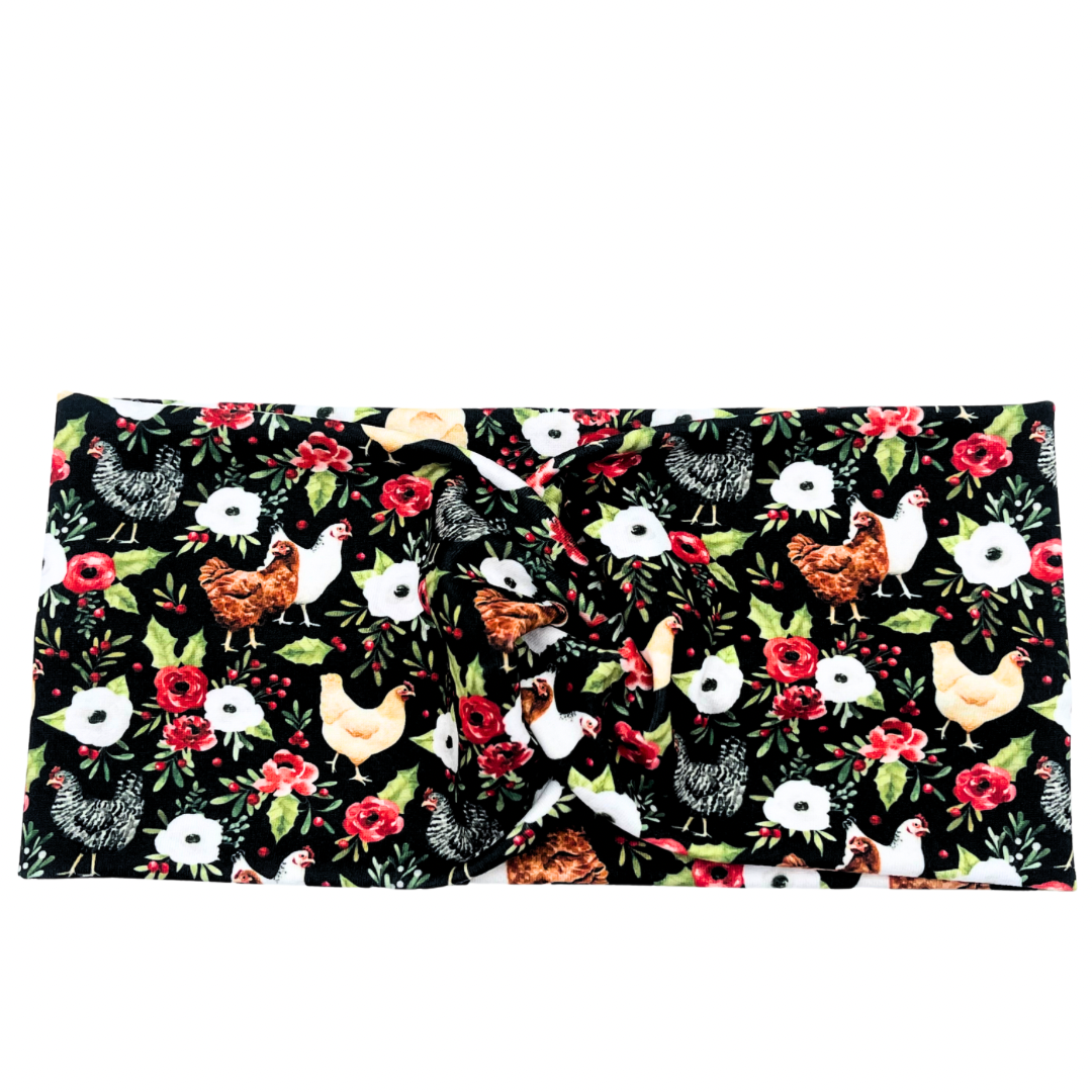 Holly Jolly Chickens Headband