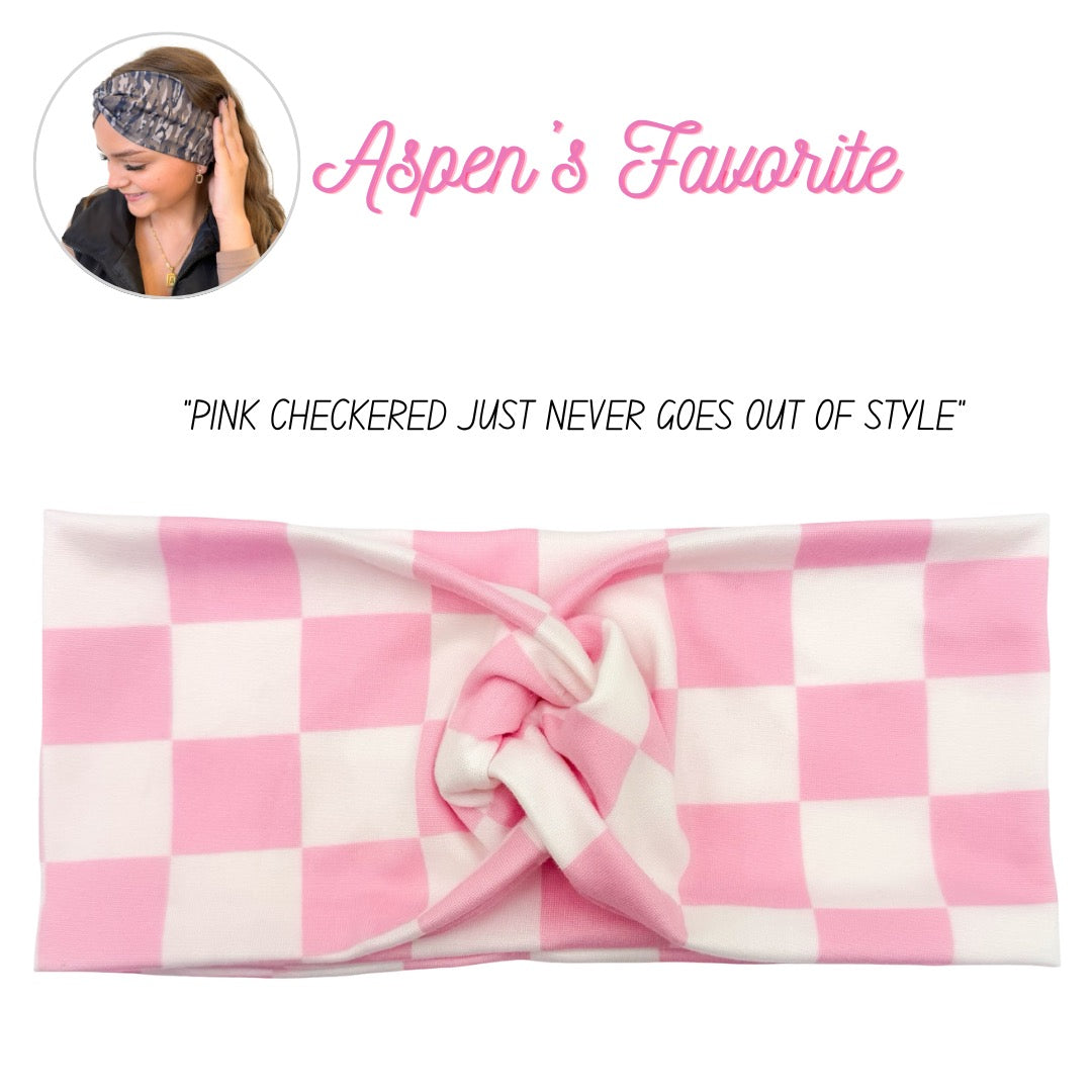 Pink Checkered Bliss Headband