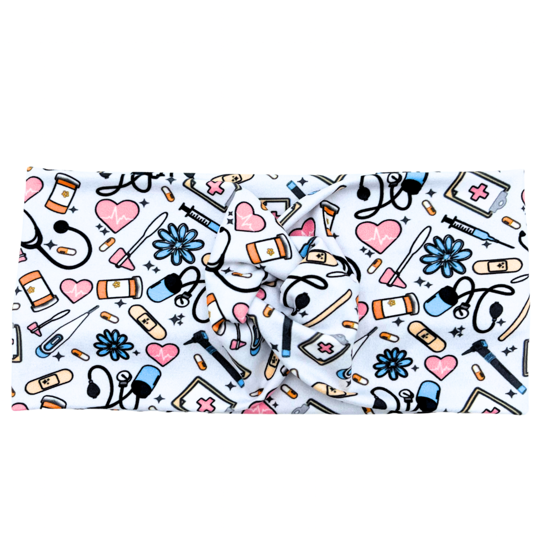 Floral Nursing Essentials - Light Gray Headband