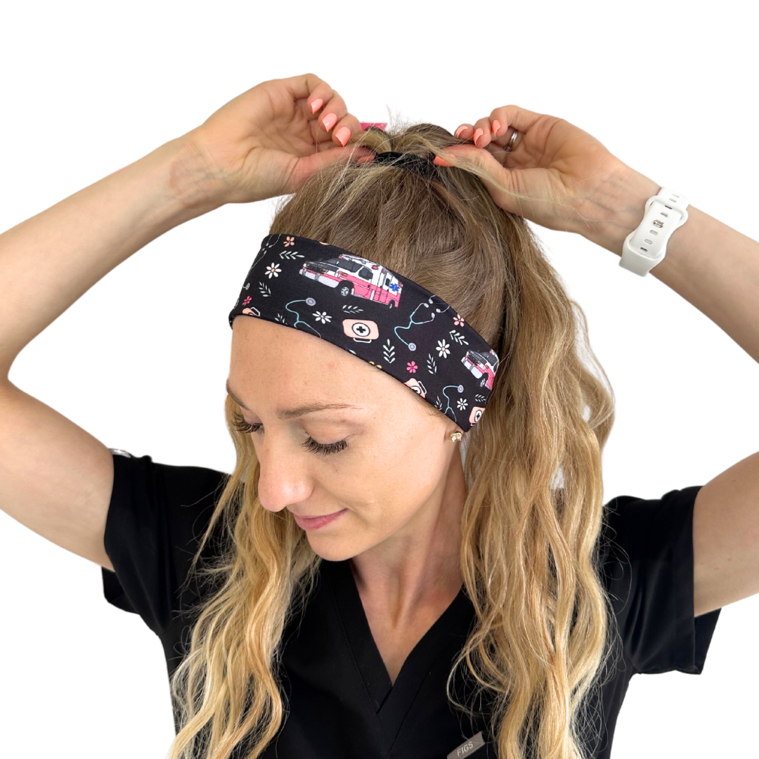 EMS Floral - Black Athletic Headband
