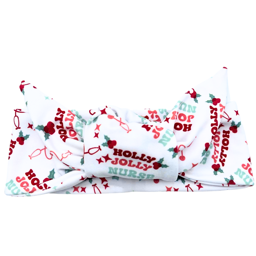 Holly Jolly Nurse Adjustable Tie Headband