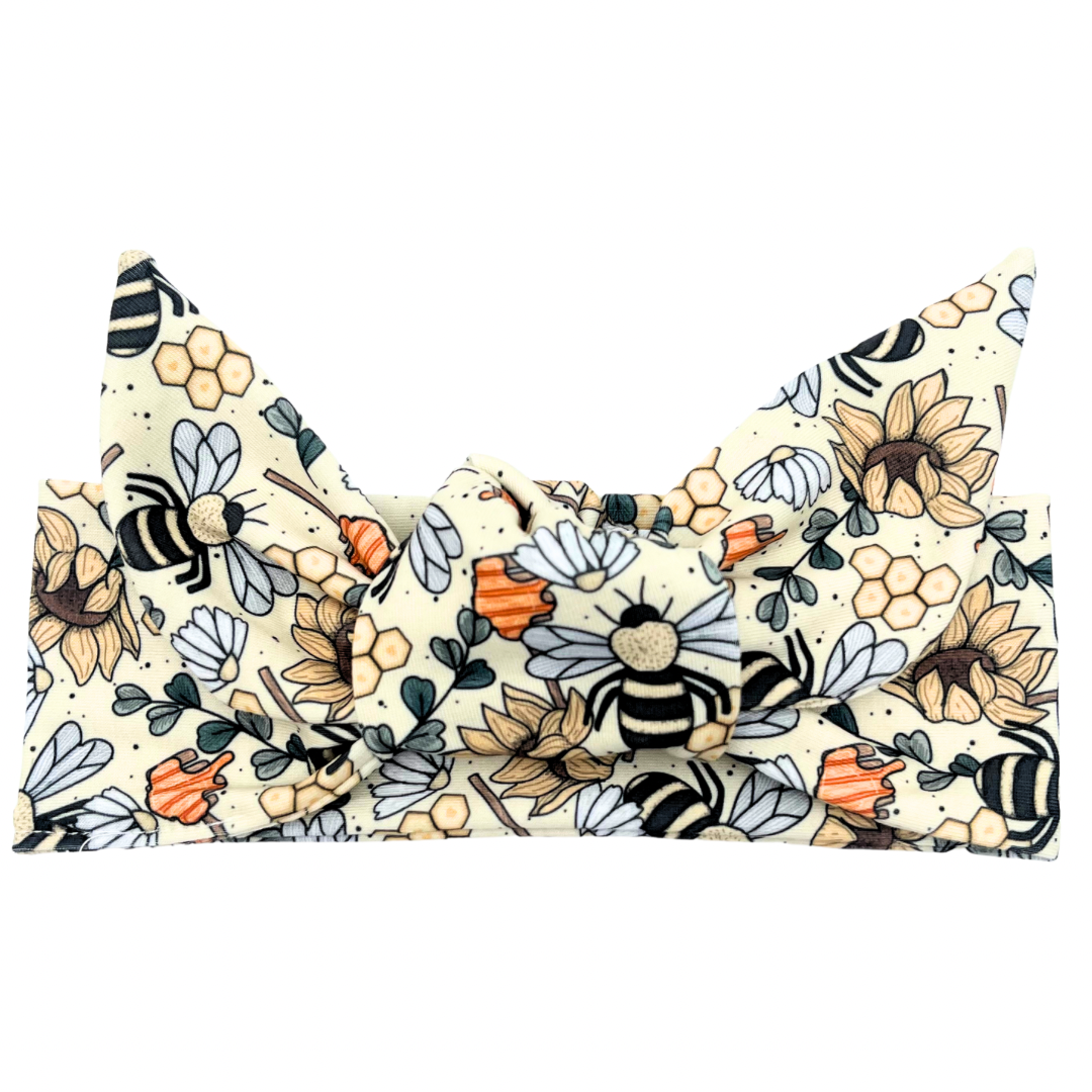 Honey Bees Adjustable Tie Headband