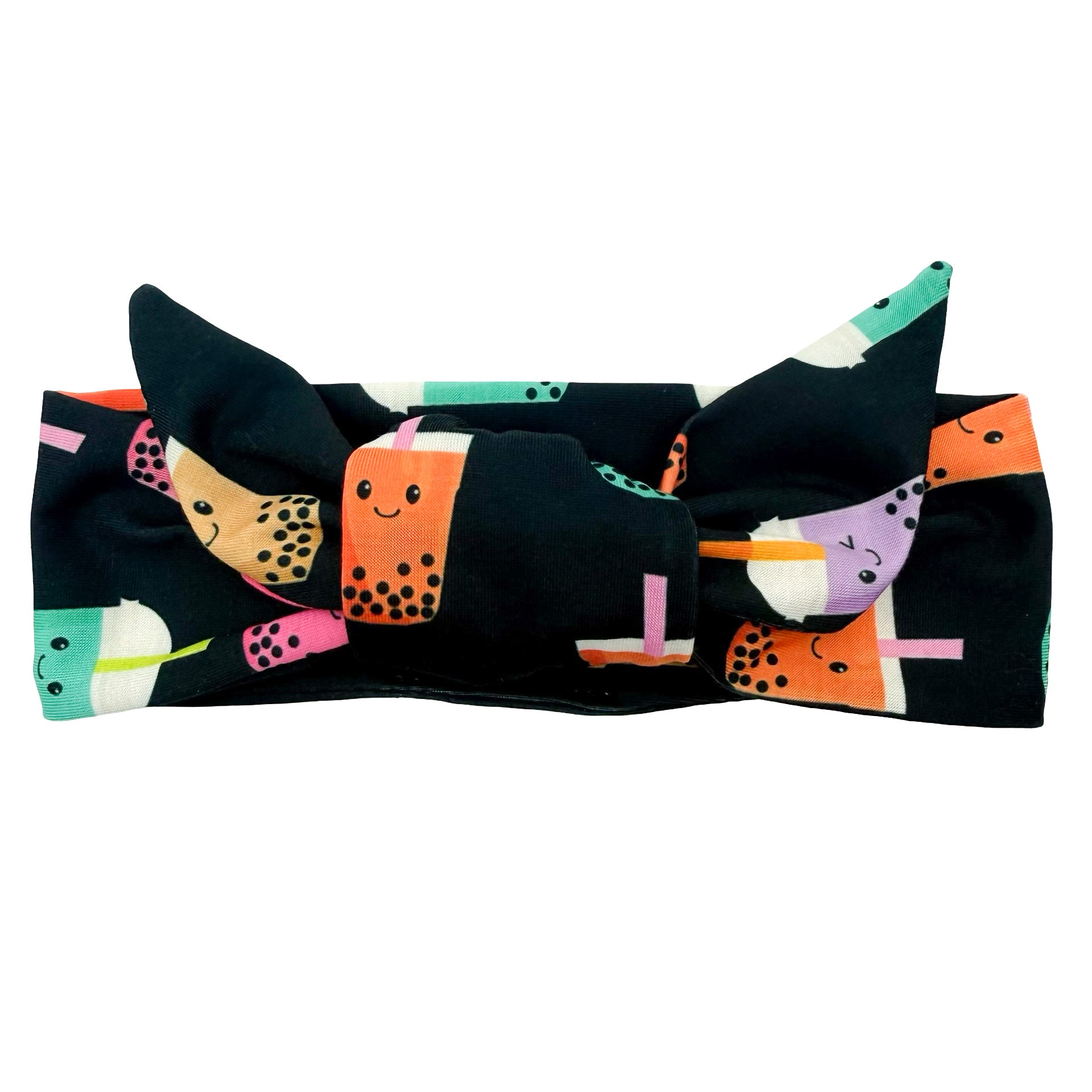 Boba Smiley Sips Adjustable Tie Headband