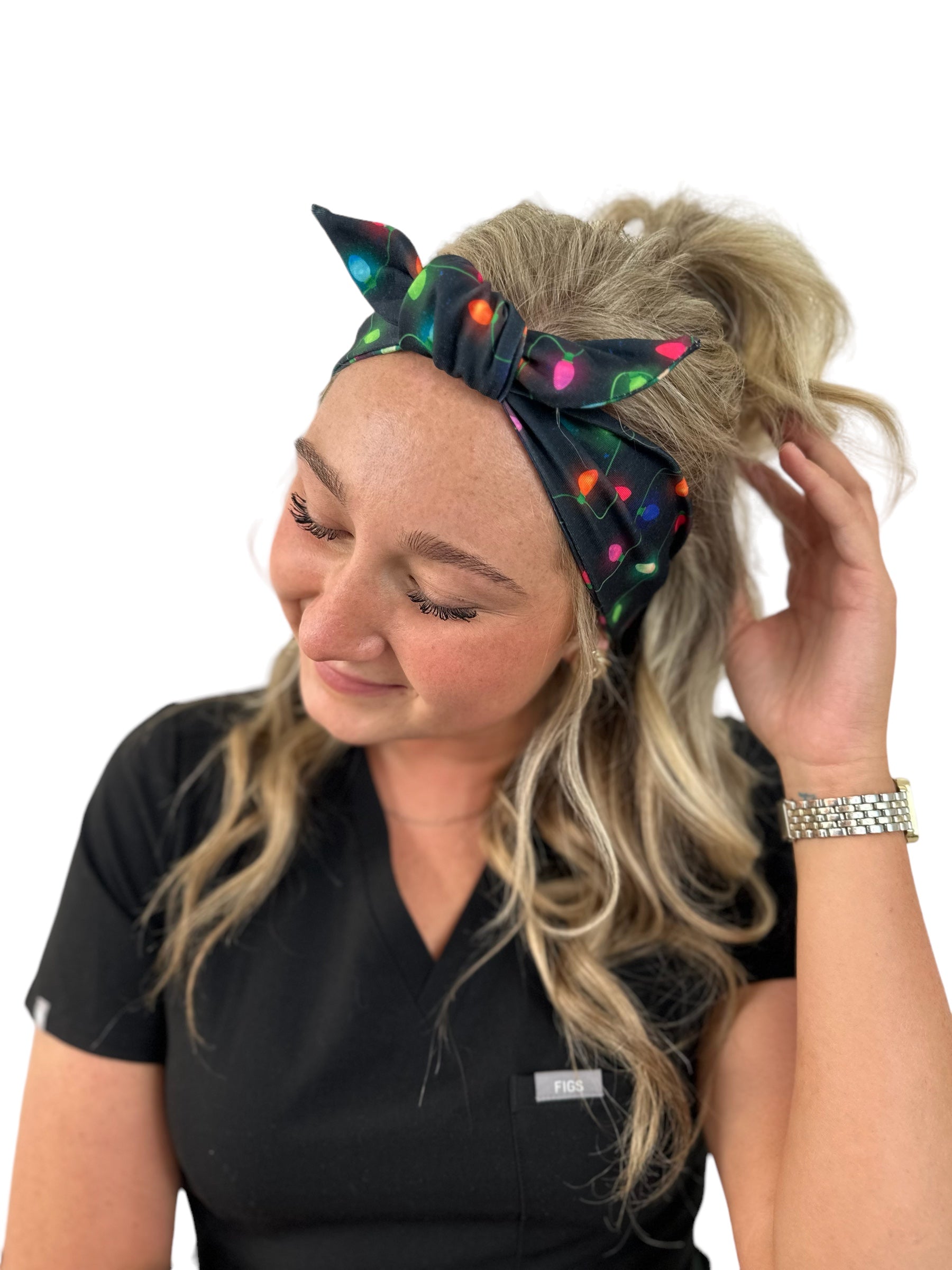 Christmas Lights Adjustable Tie Headband