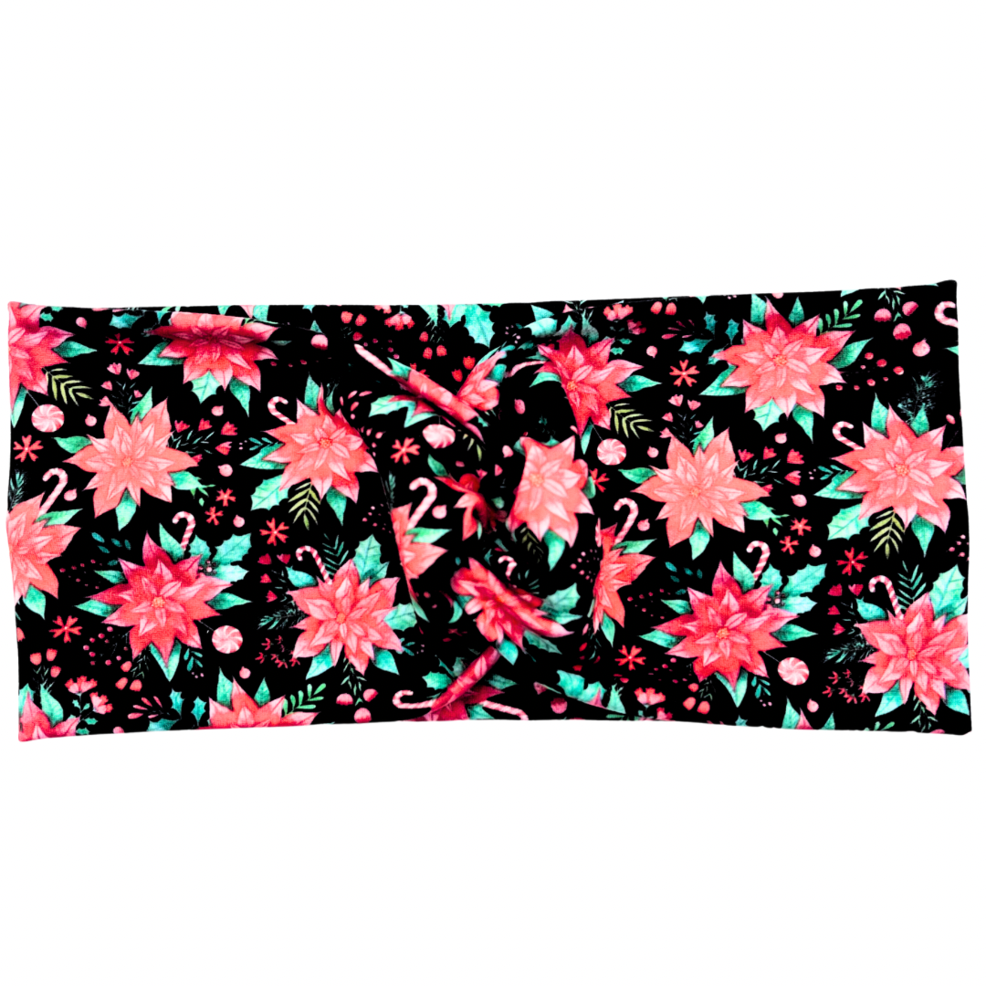 Poinsettia Flowers & Candy Canes Headband