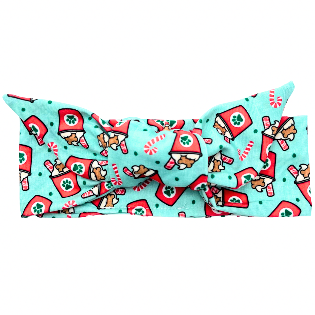 Peppermint Pup Cups Adjustable Tie Headband