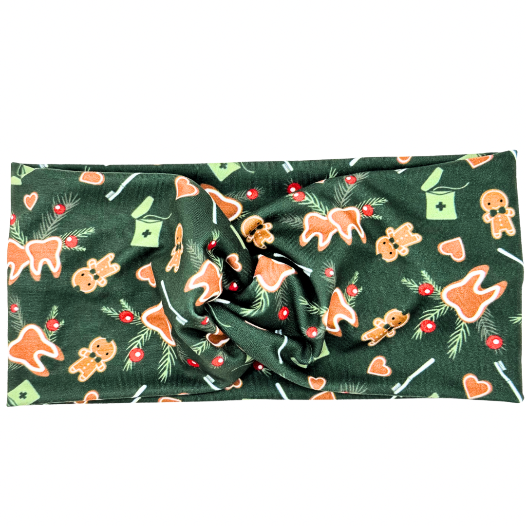 Gingerbread Dental- Green Headband