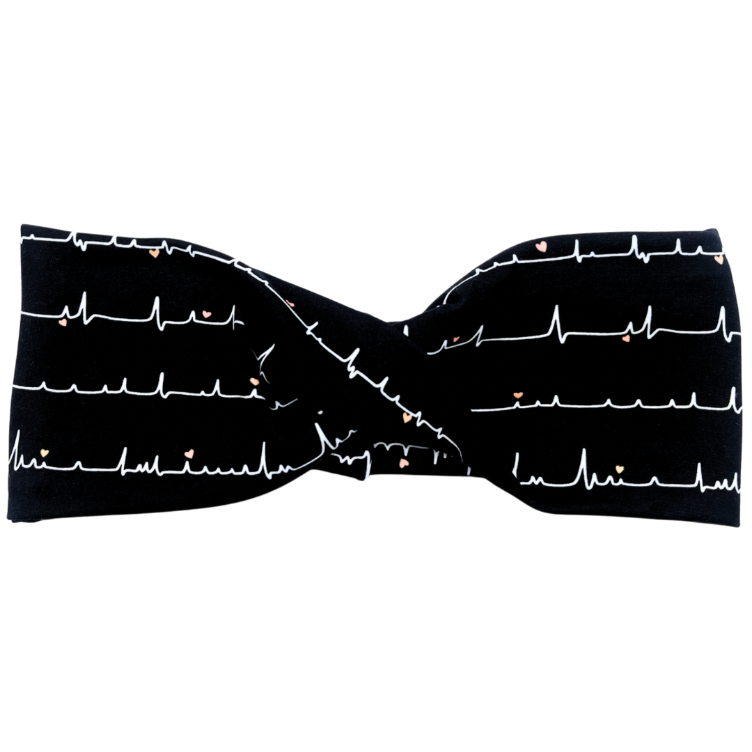 Nurse Heartbeat - Black Twisted Headband