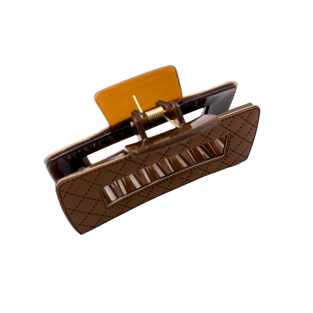Tan Leather - Large Hair Claw