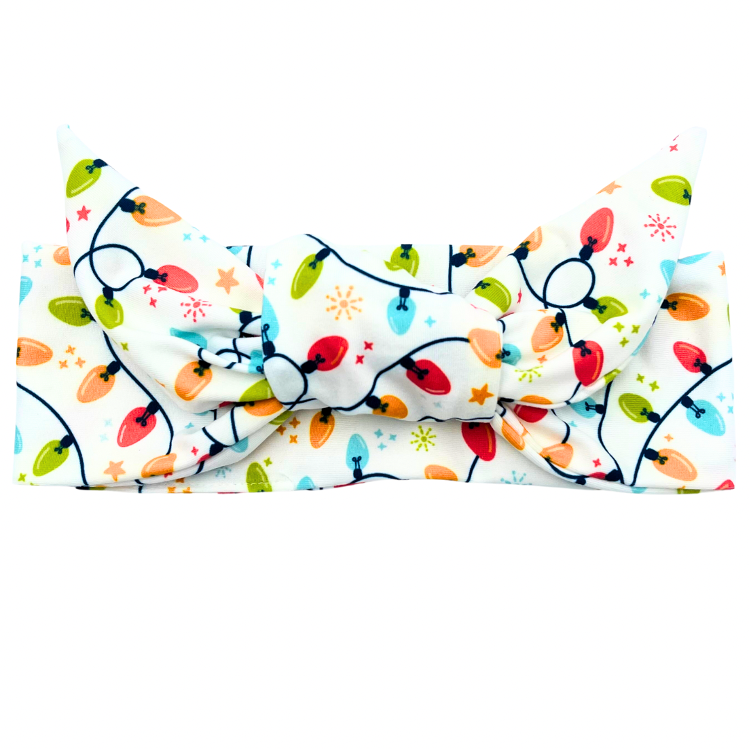 Merry & Bright Christmas Lights Adjustable Tie Headband