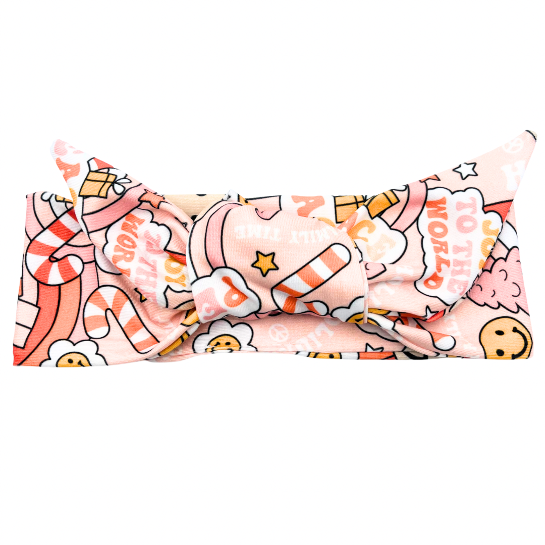 Happy Christmas Vibes Adjustable Tie Headband