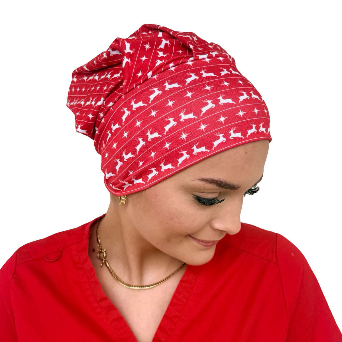 Cozy Christmas Red Soft Scrub Cap