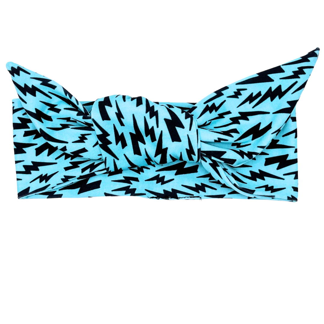 Black Lightning Bolts Adjustable Tie Headband