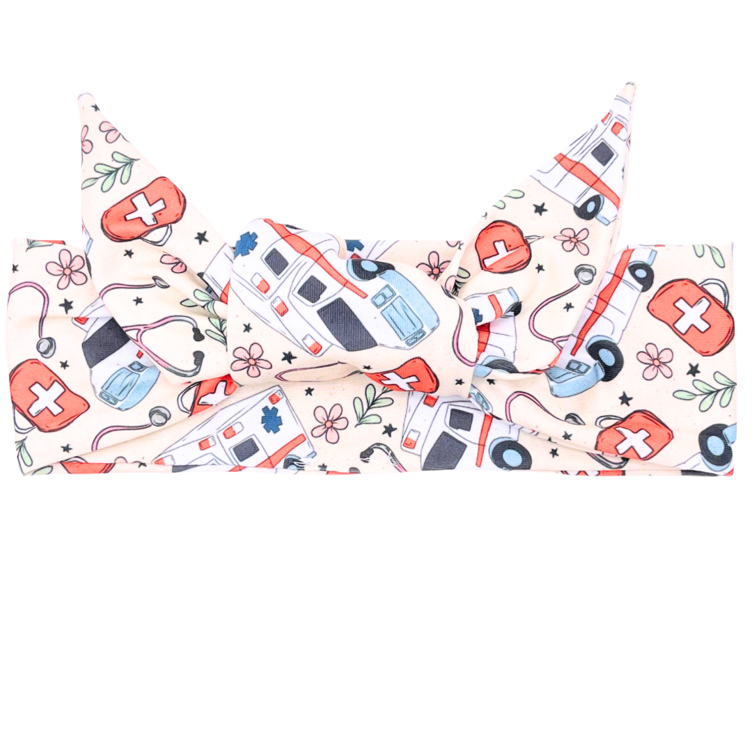 EMS Floral Adjustable Tie Headband