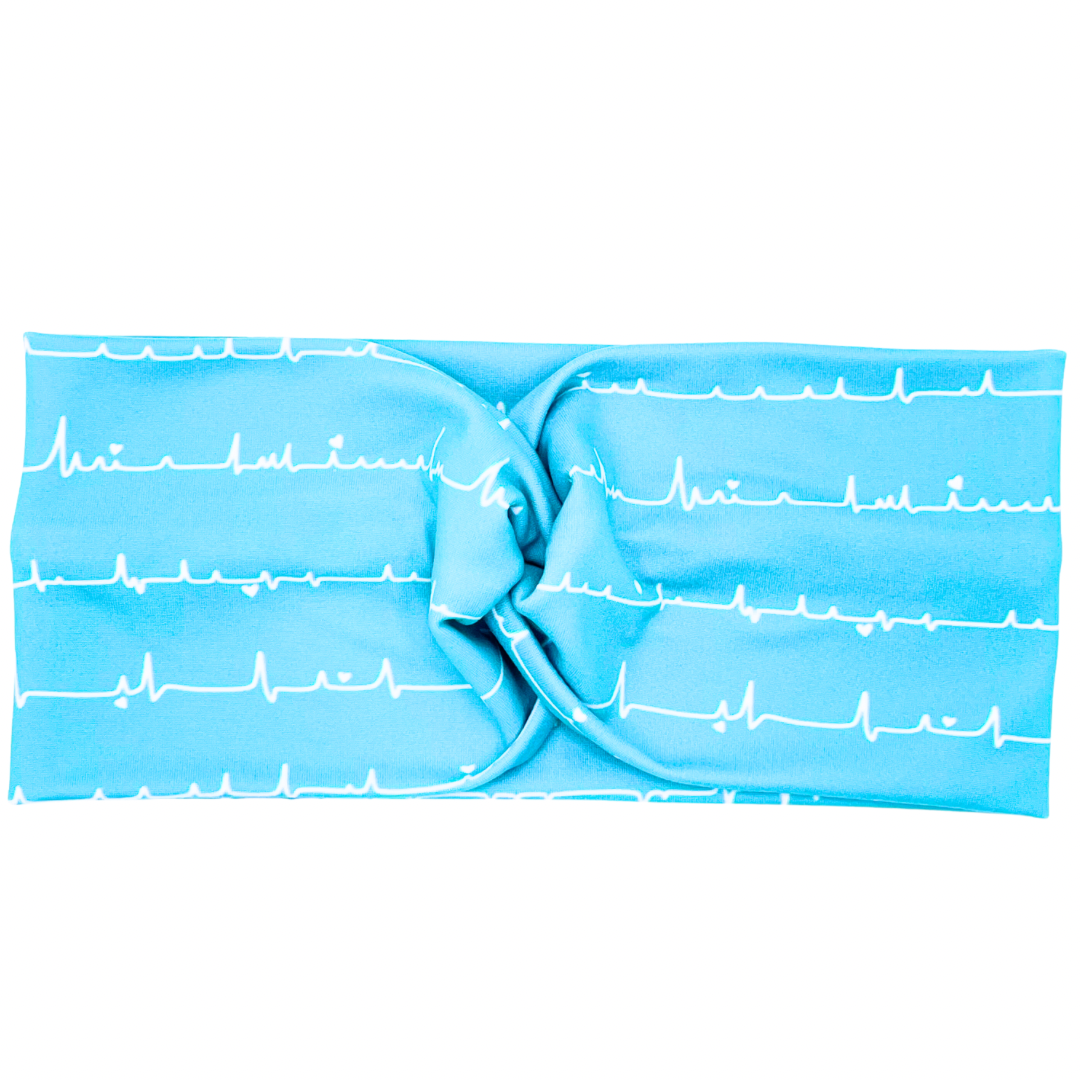 Nurse White Heartbeat - Teal Headband