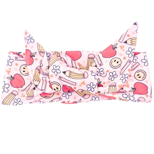 Happy Teacher Vibes Adjustable Tie Headband