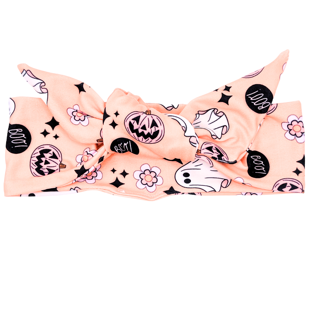Boo Floral Adjustable Tie Headband