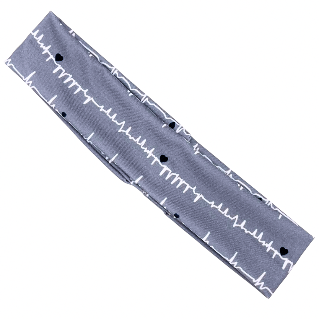 Nurse Heartbeat - Dark Gray Athletic Headband