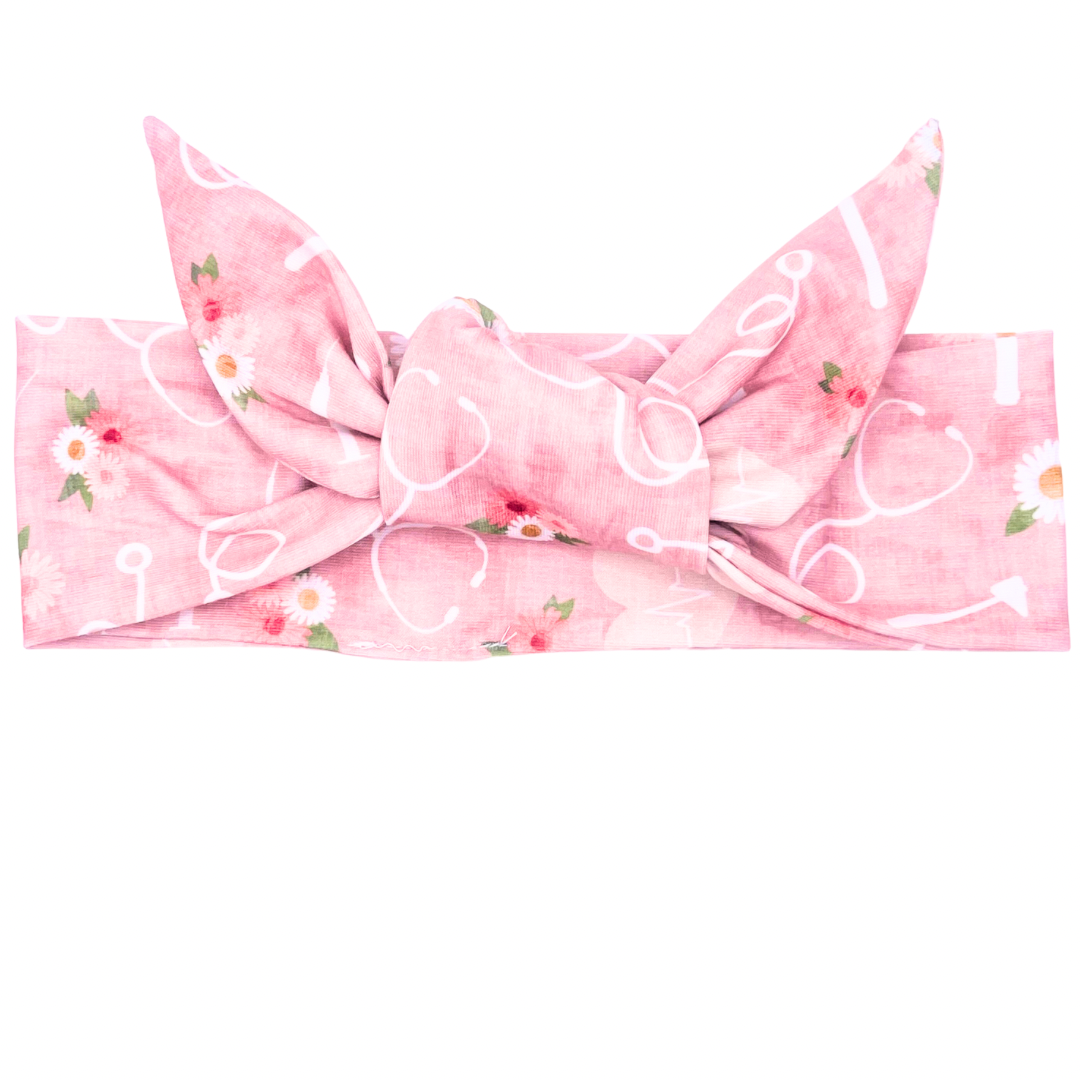 Hearts & Healthcare - Pink Adjustable Tie Headband