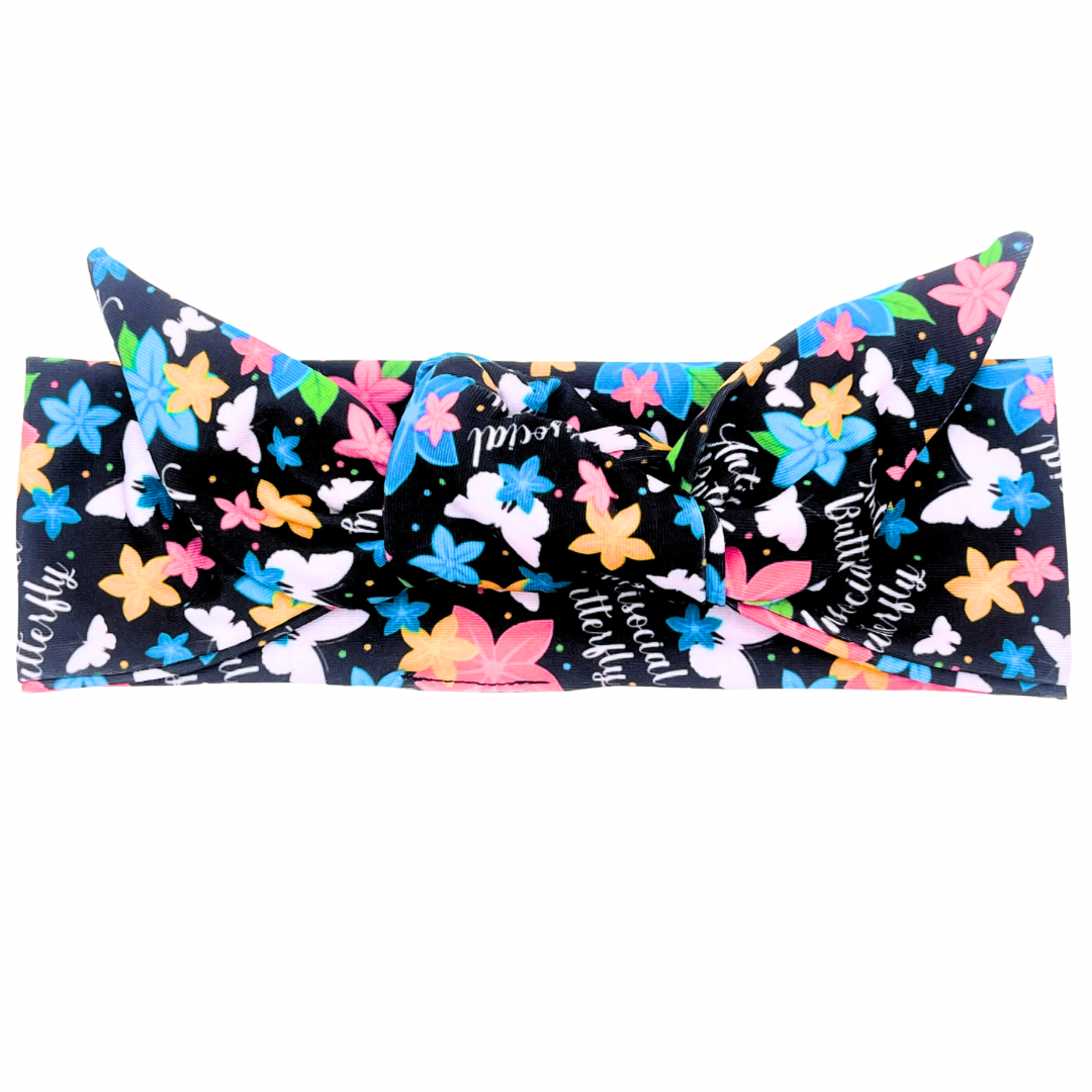 Antisocial Butterfly Adjustable Tie Headband