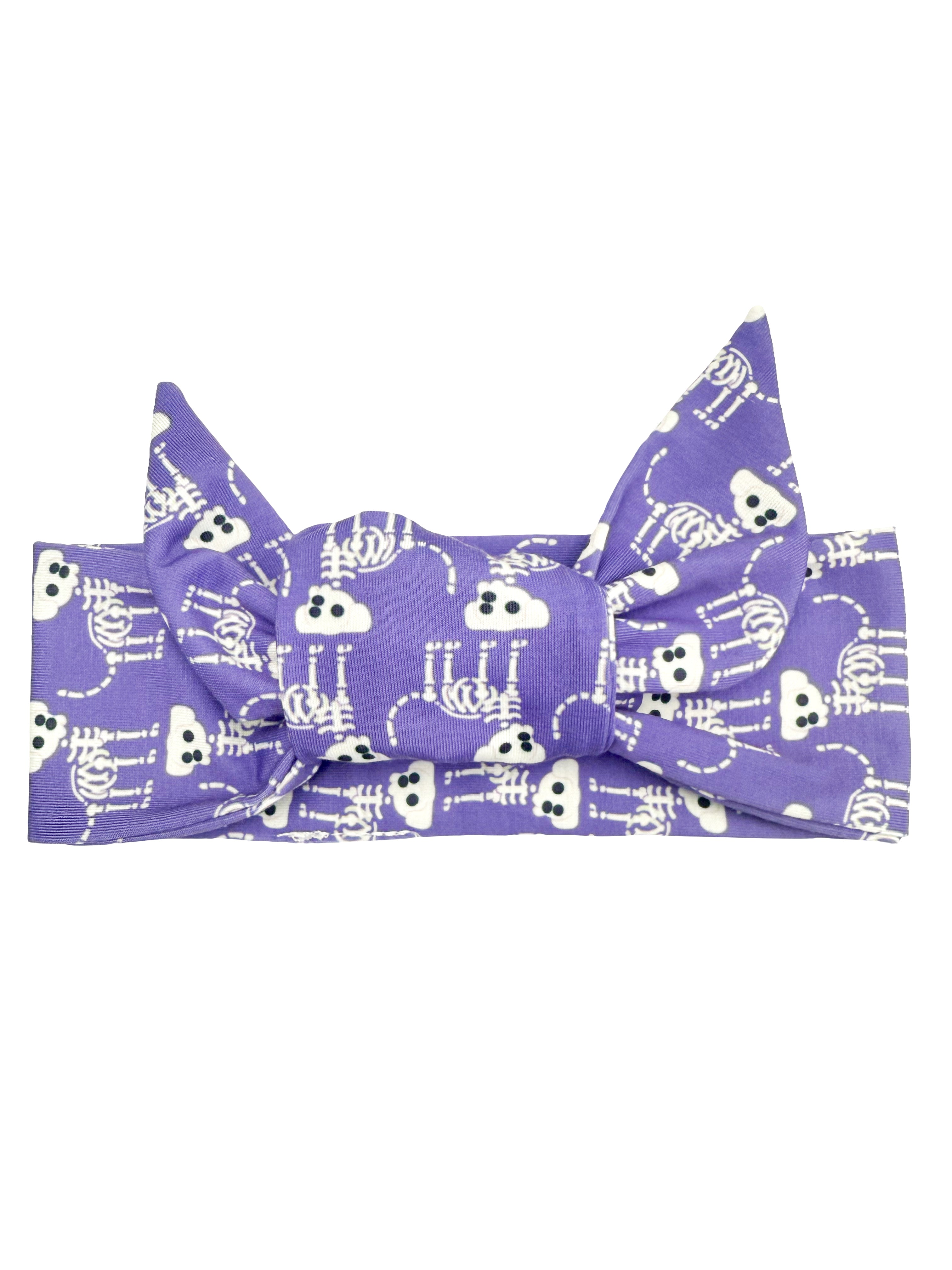 Skeleton Dogs - Purple Adjustable Tie Headband